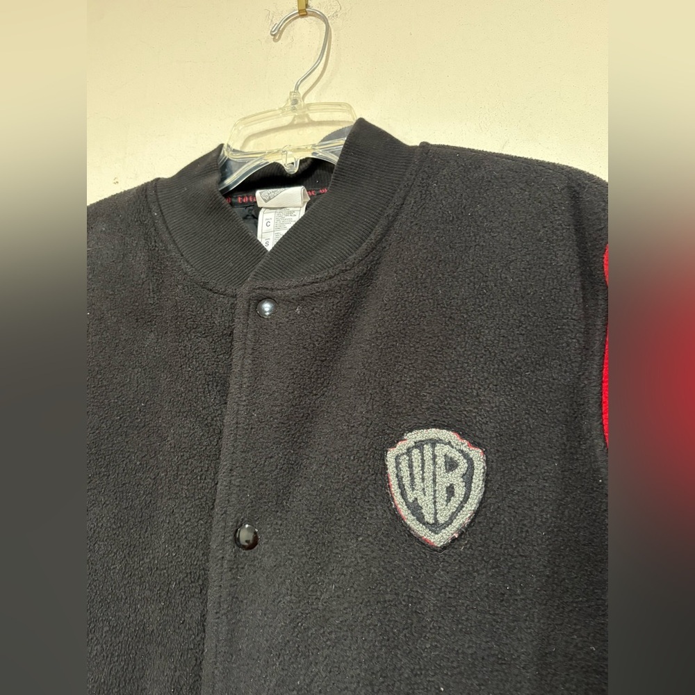 Rare Vtg Warner Bros. Studios Entertaining The World Fleece Varsity Jacket Small View 4